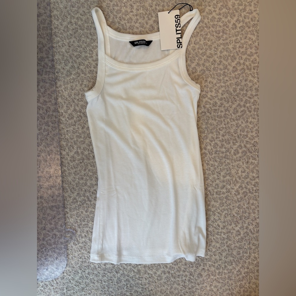 Splits59 Cream Ribbed Scoop Tank